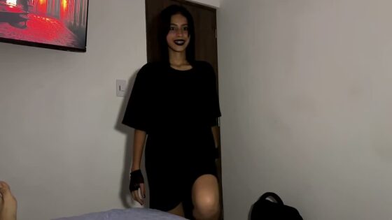 18-Year-Old Goth Big-Butted Mavis Riding a Big Cock Hard Until She Receives a Huge Cumshot in Her Tight Pussy!