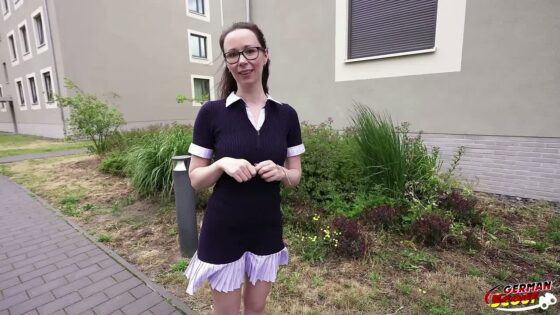 GERMAN SCOUT – Slim and Shy German Glasses Student Girl Ronya Rabe at Casting Fuck