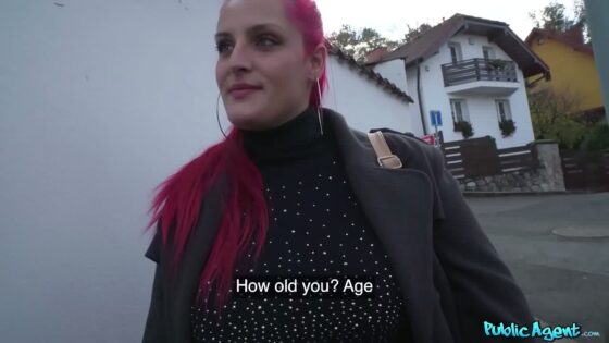 I Cum in her Mouth after Fucking this Pink Haired BBW with Huge Boobs – Public Agent