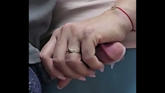 She stroke his cock until he cums hard