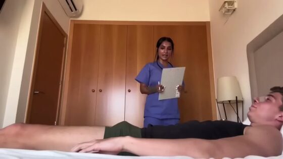Nurse has sex with her patient and lets him cum in her ass