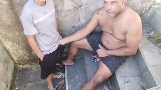 Unfaithful husband has sex on the stairs with a lesbian, 100% anal.