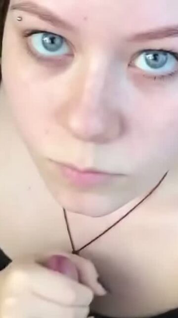 Redhead slut gives a nasty blowjob deep in the forest