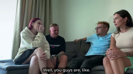 First time swingers trade partners as the girls takes a new cock